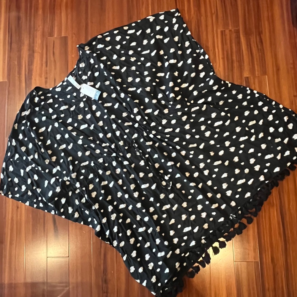 Cacique Swim Cover Up Dress Top Black Multi Leopard Animal Print New Plus 22 24